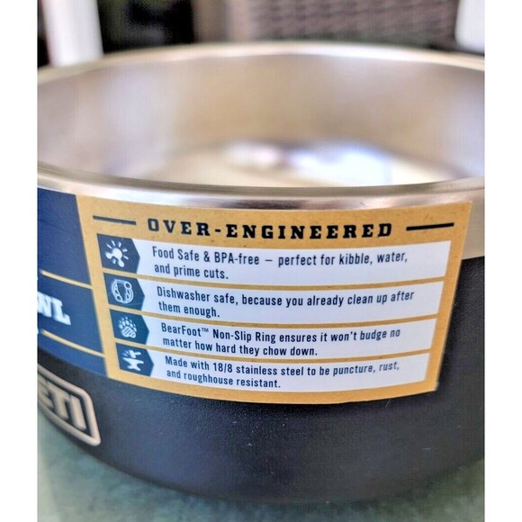 YETI Boomer 4 Cups Stainless Steel Non-Slip Dog Bowl Holds 32 Oz Black Pet NEW - Picture 5 of 6
